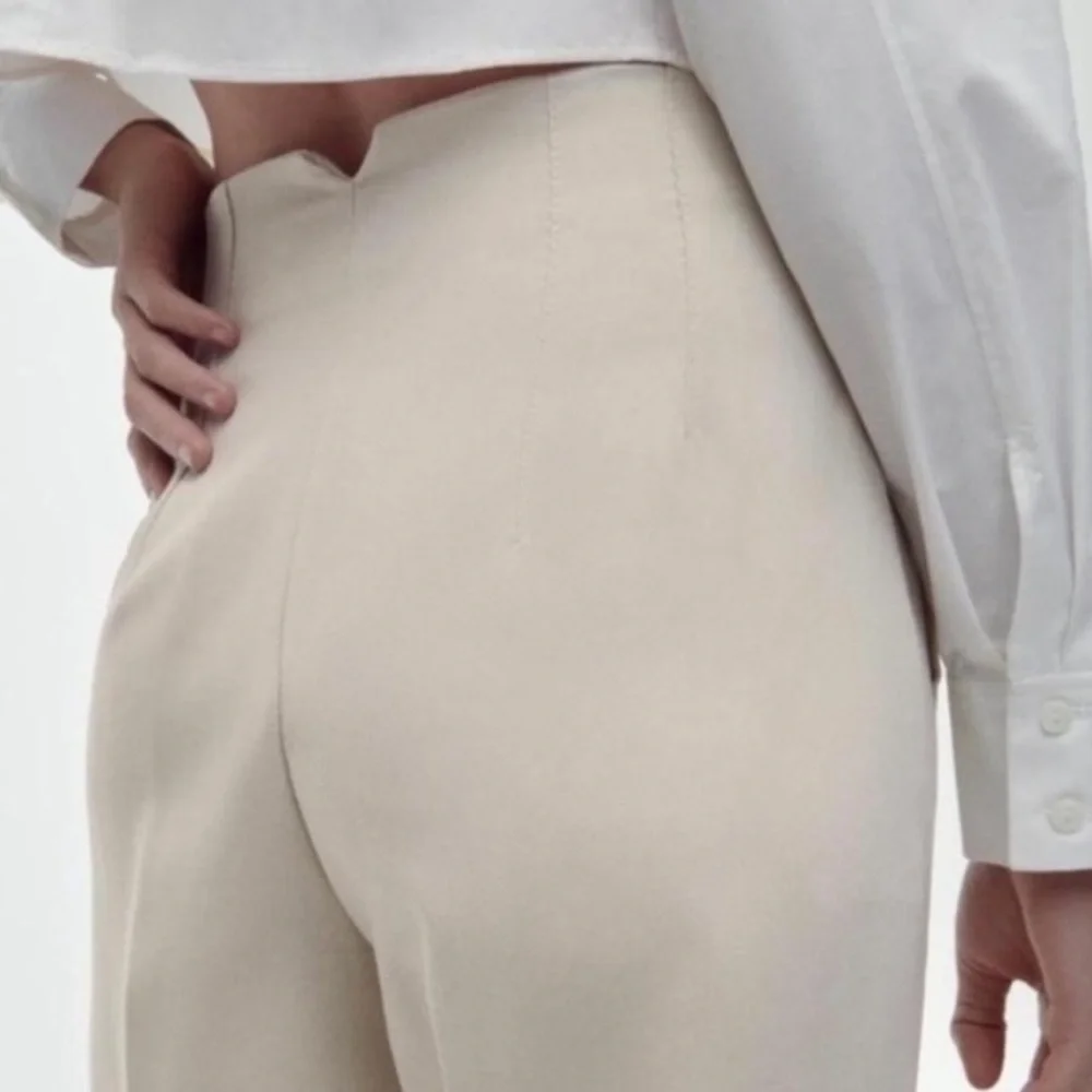 ZARA High Waisted Pants in Beige sz M EUC & SOLD OUT - Picture 5 of 10